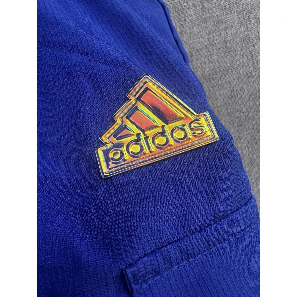 Adidas Cargo Shorts Mens L Blue Sun Cargo Side 3-Stripes Ripstop Lightweight‎